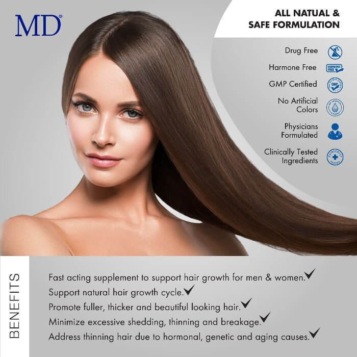 MD Nutri Hair™ — physician formulated, Made in USA, GMP certified hair growth support