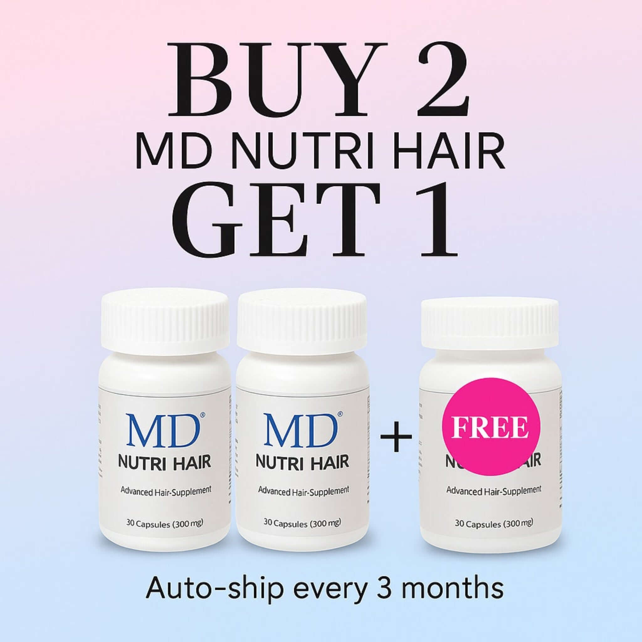 MD Nutri Hair Supplement – Buy 2 Get 1 Free | Advanced Hair Growth Support for Thinning Hair