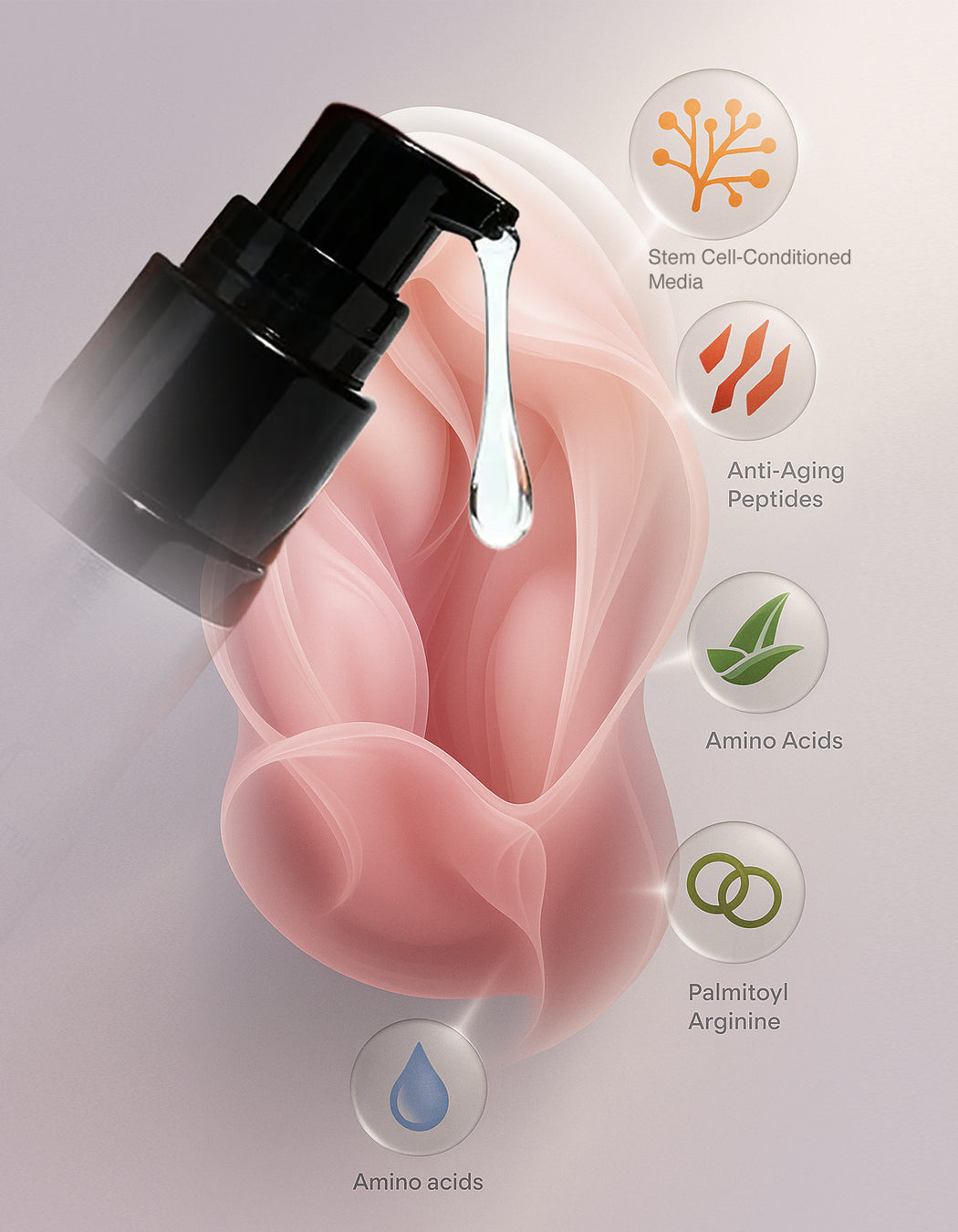 MD Intimate Restore bottle with stem cell-conditioned media and peptides for regenerative intimate skincare and rejuvenation.